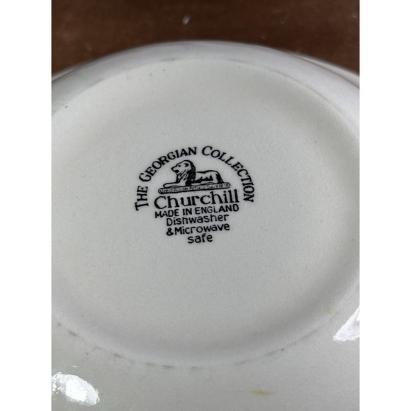 Churchill  Blue Chintz Rose ‎ Peony Bowl Salad Soup Scalloped 6 1/2" Georgian - Picture 8 of 8